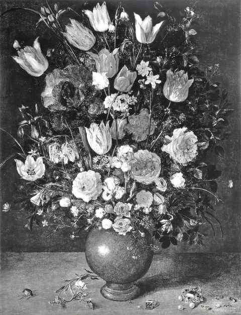 Newbery, Sydney W. — Jan Brueghel il Vecchio - sec. XVII - Natura morta con vaso di fiori, insetti e gioielli — insieme